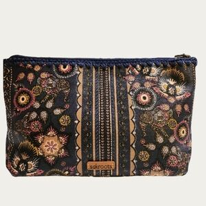 Sakroots Black and Pink Cosmetic Bag with Floral Design, Pristine